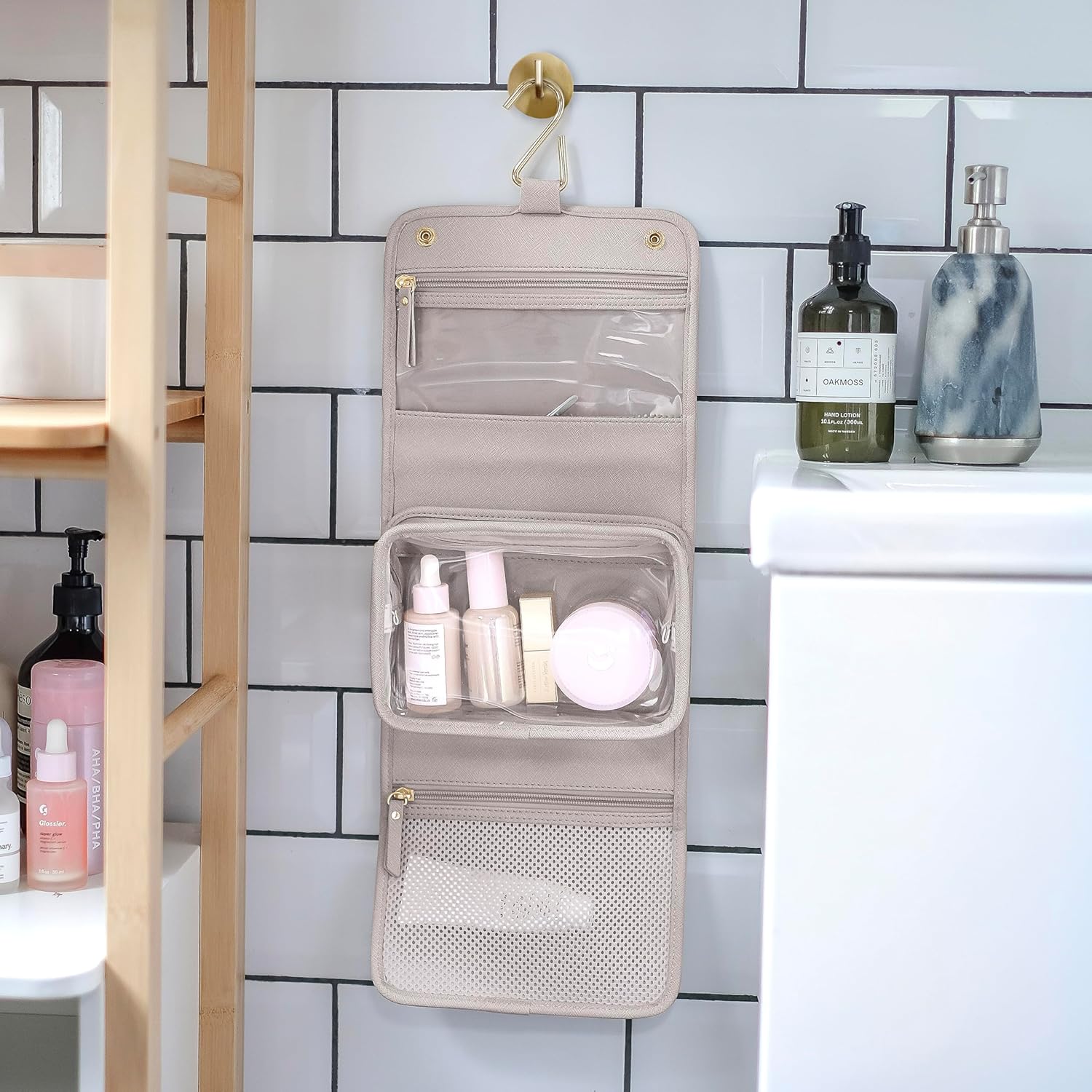 Thumbnail 1 de Stackers Taupe Travel Hanging Washbag