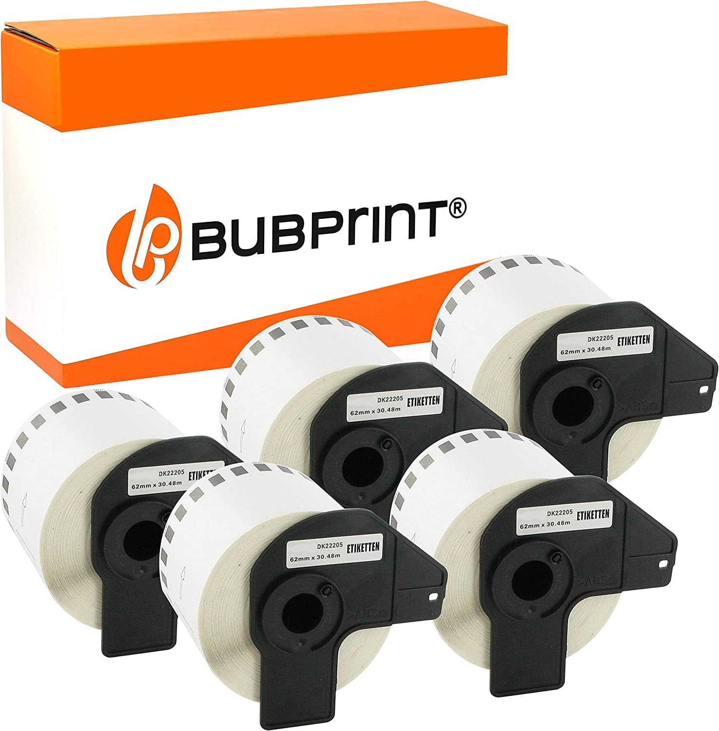 5x Bubprint Etichette DK-22205 compatibili per stampanti Brother QL (QL800–QL1110NWB)