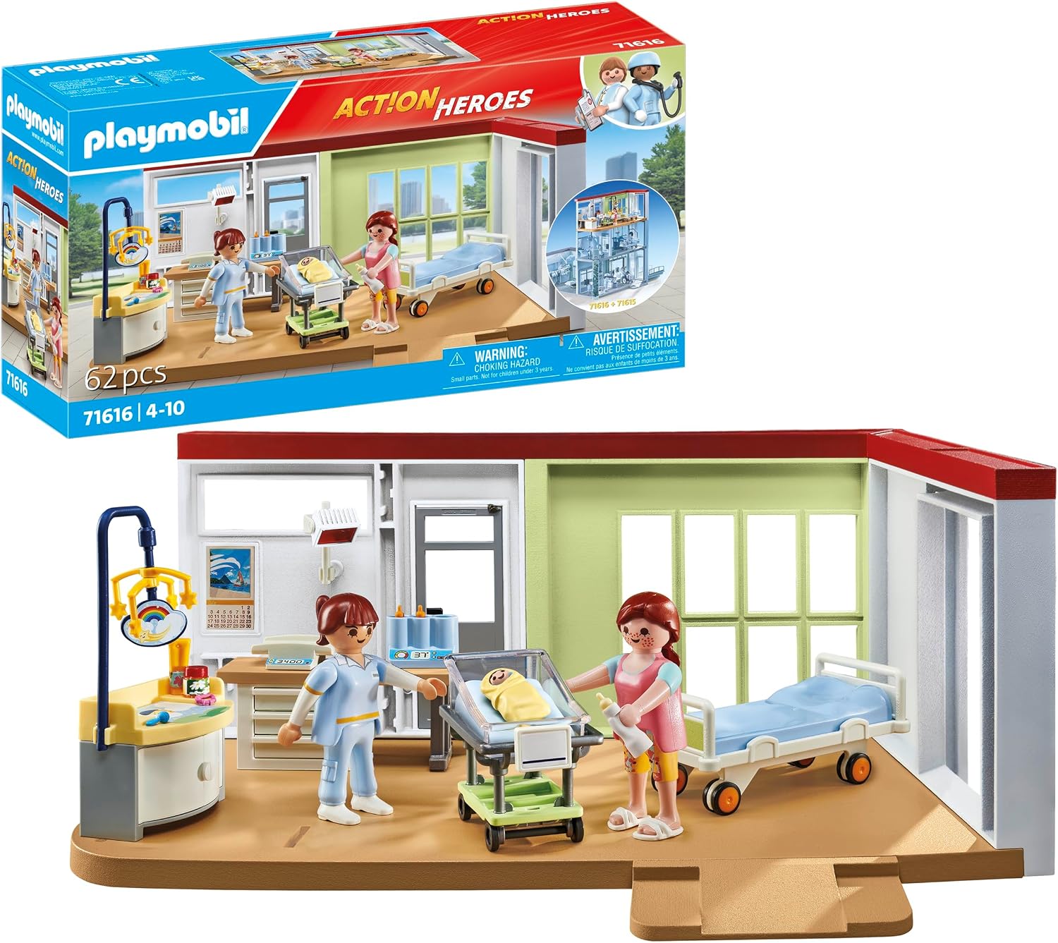 Detalle de PLAYMOBIL Action Heroes 71616 Kraamafdeling, 62-delige set van gerecyclede materialen