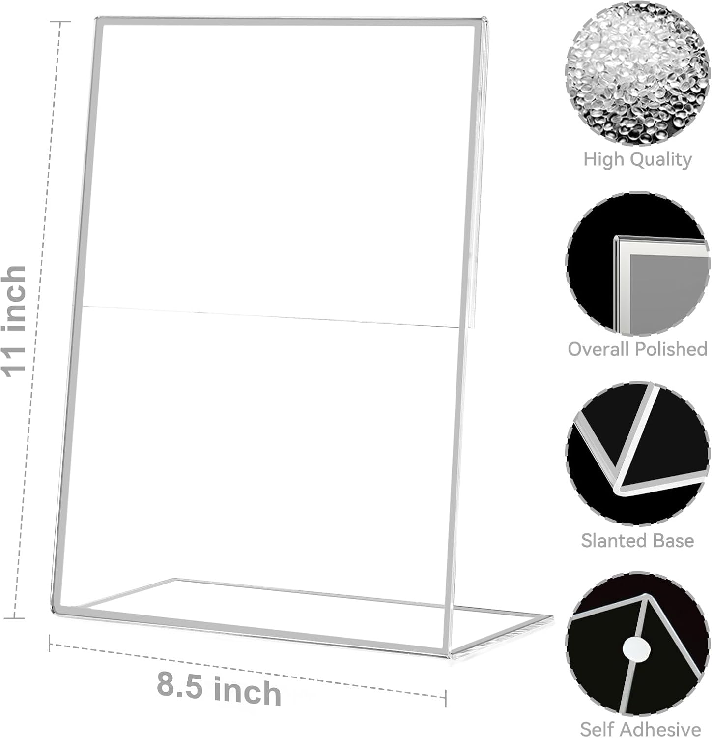 Detalle de EHWINE 1108OSH24S12E Acrylic Sign Holders, 8.5 x 11, Silver, 12 Pack