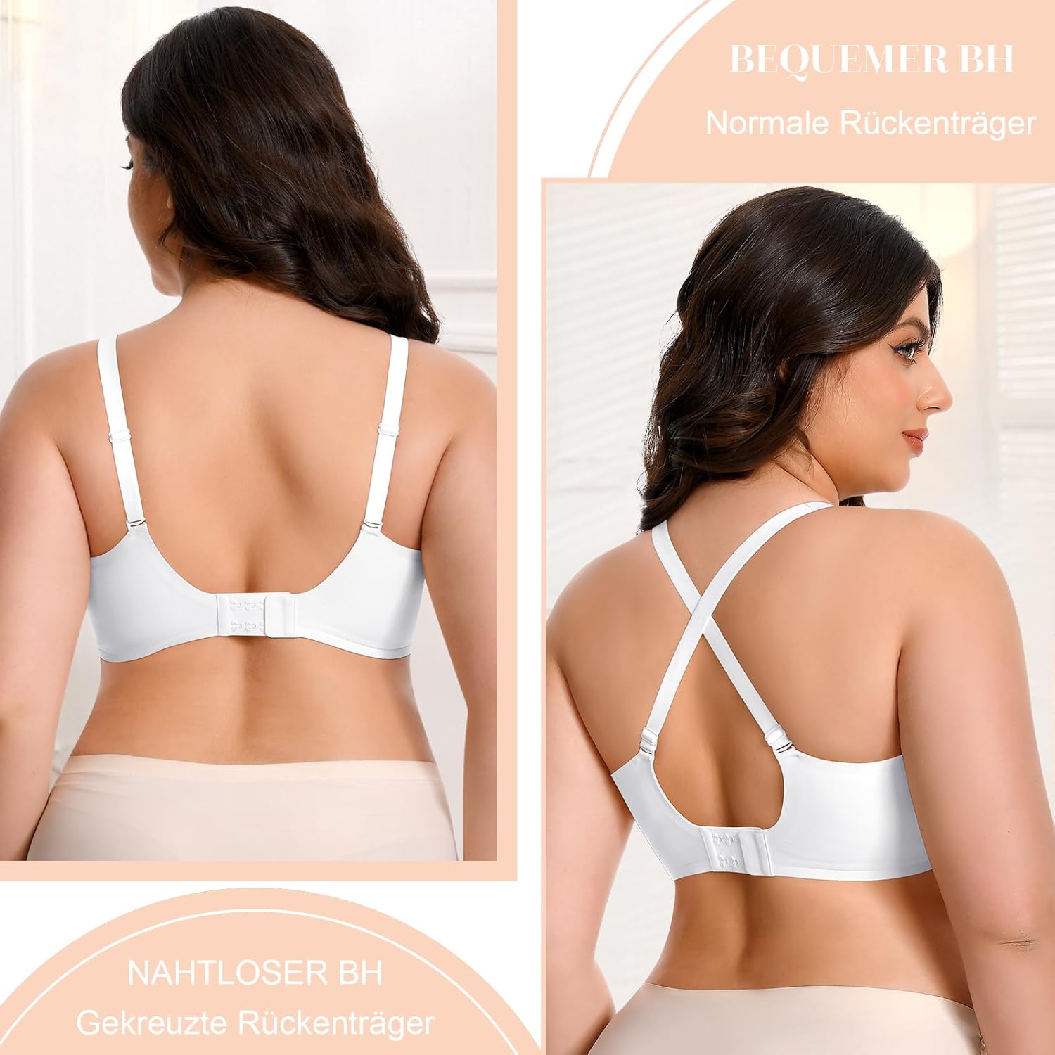 Detalle de Gleicher Komfort, unsichtbar unter Kleidung: Ganado Damen BH Tiefem V-Ausschnitt Nahtloser Bügelloser Bralette
