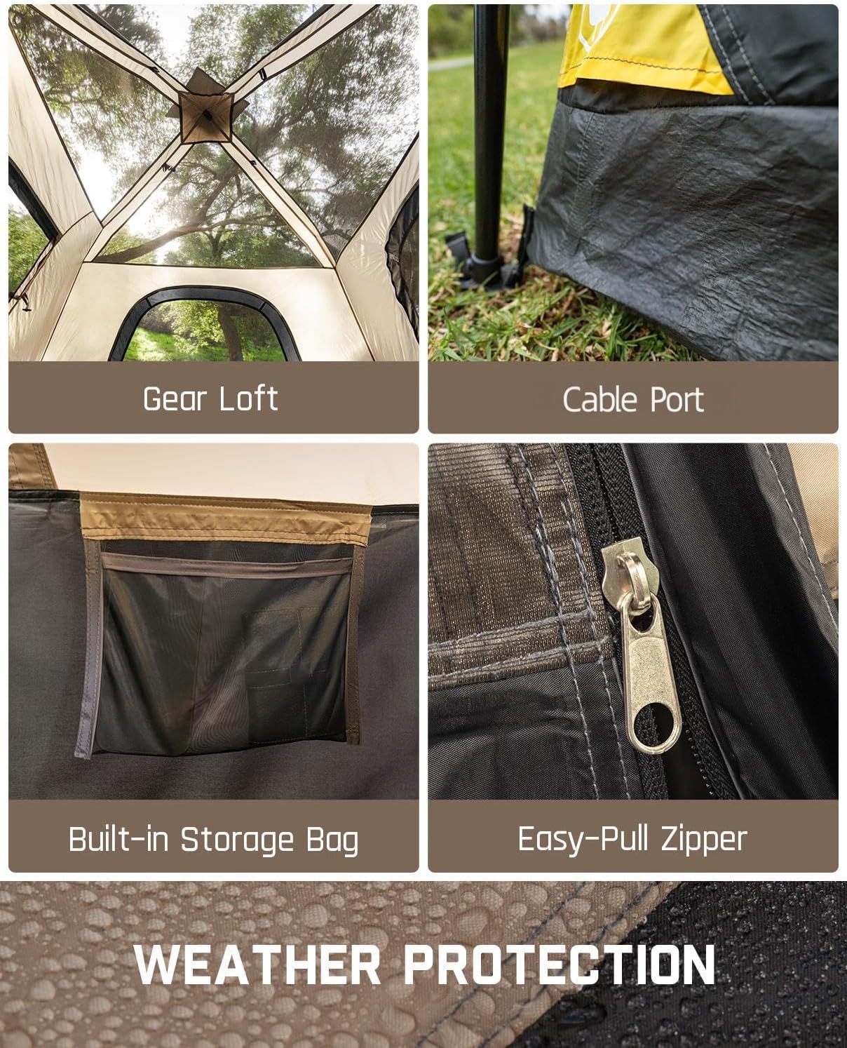 Detalle de FanttikOutdoor Zeta C6 Pro 6-Person Instant Cabin Tent with Rainfly
