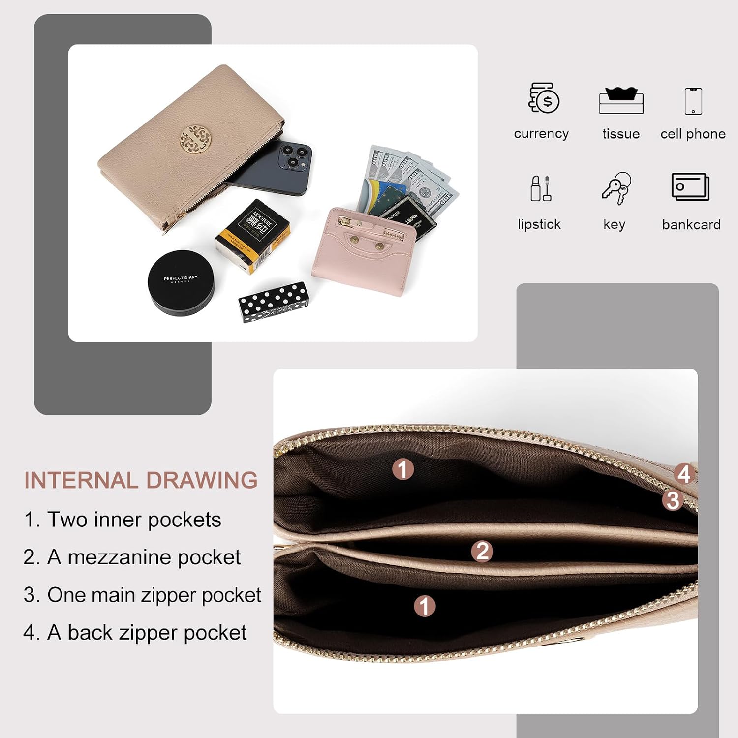Detalle 2 de Gladdon Small Clutch Purses for Women: Summer Crossbody with Long Adjustable Strap