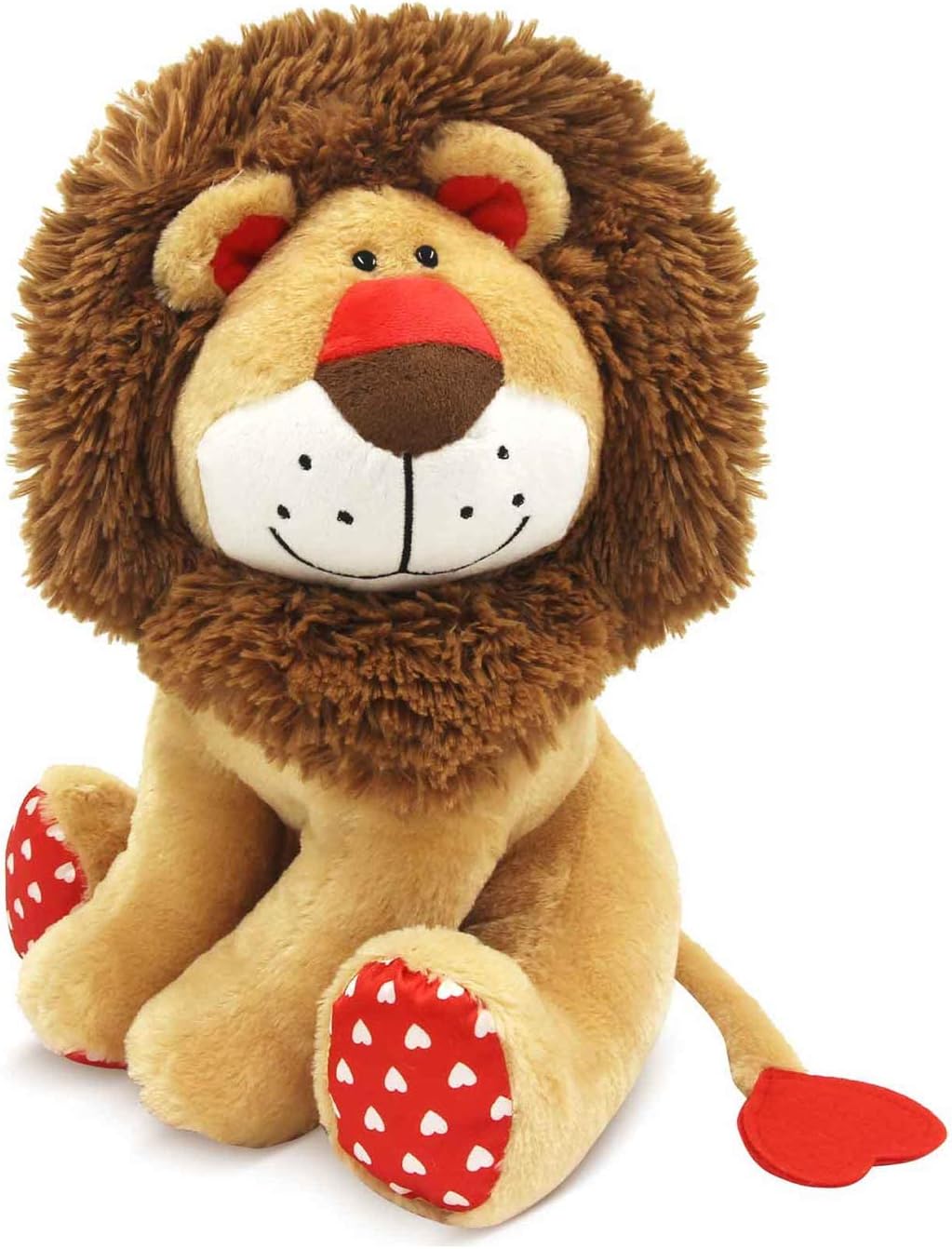 Detalle de WEIGEDU Love Lion Stofftier König Löwe, 35 cm – Mähne aus einem Stück, Herzmuster an Schwanz & Pfoten