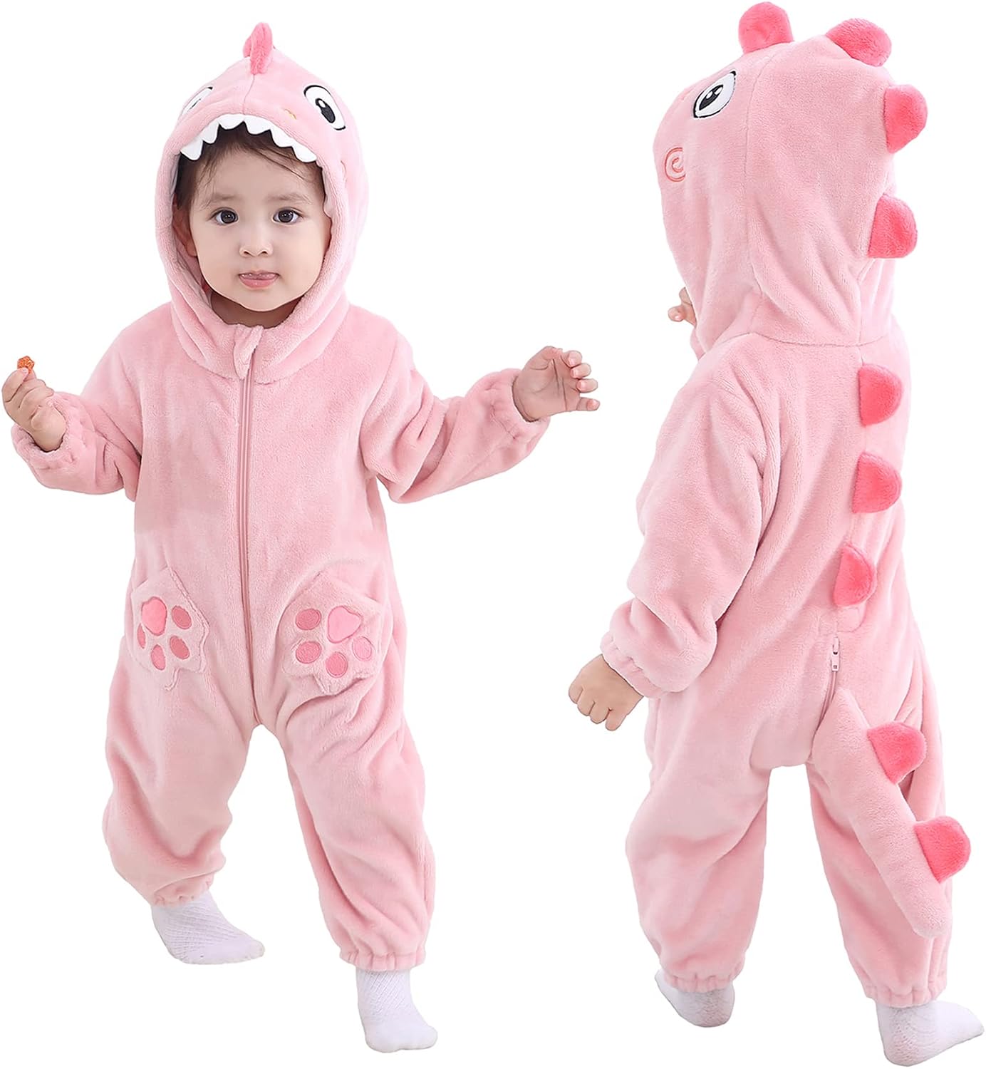Detalle de TONWHAR Toddler Animal Romper in Plush Fleece