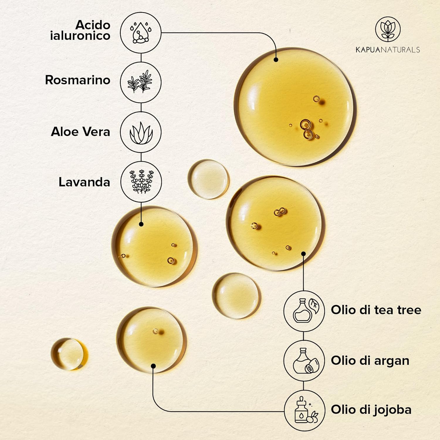 Detalle de Olio di rosmarino per capelli 100 ml + acido ialuronico | con biotina, vegan e biologico