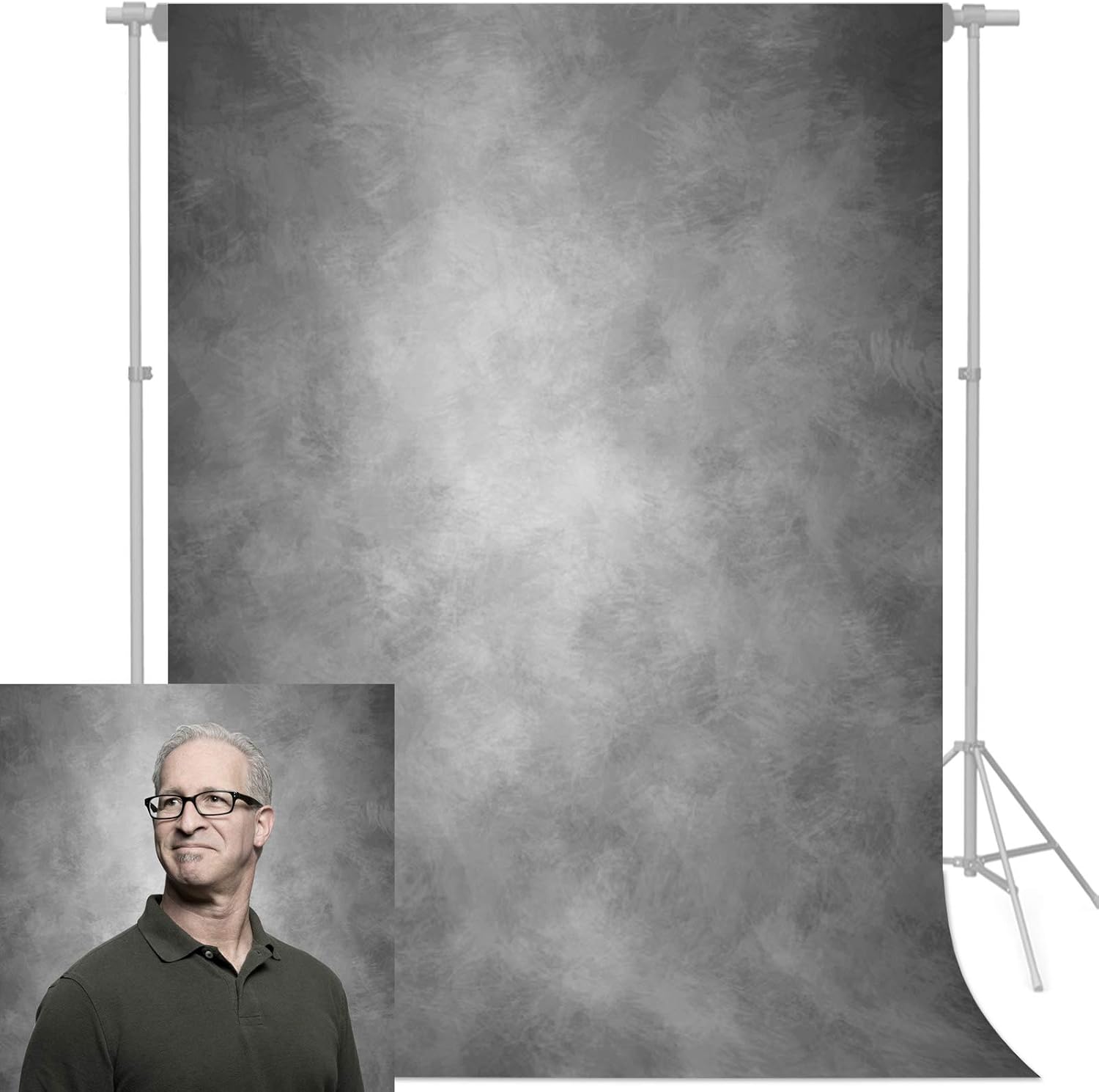 Detalle de econious Fotohintergrund 1,5 x 2,2 m – Abstraktes Grau, professioneller Hintergrund für Studio und Events