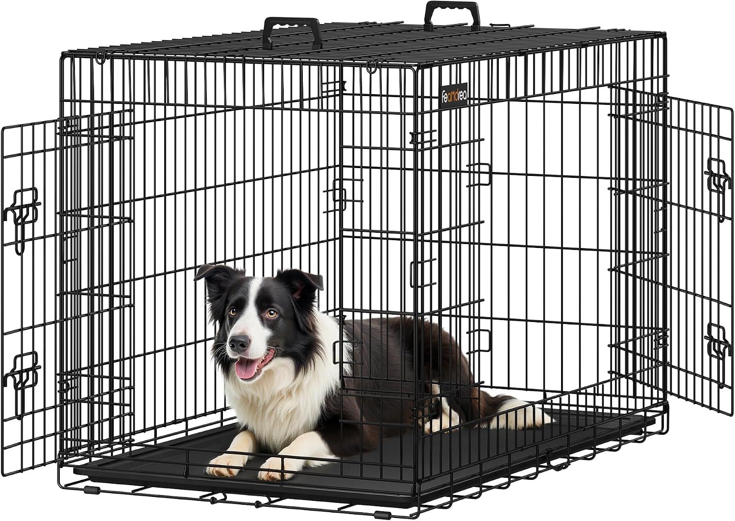 Feandrea Cage pour Chien Pliable avec 2 Portes – XL, 107 × 70 × 77,5 cm, Noir PPD42H