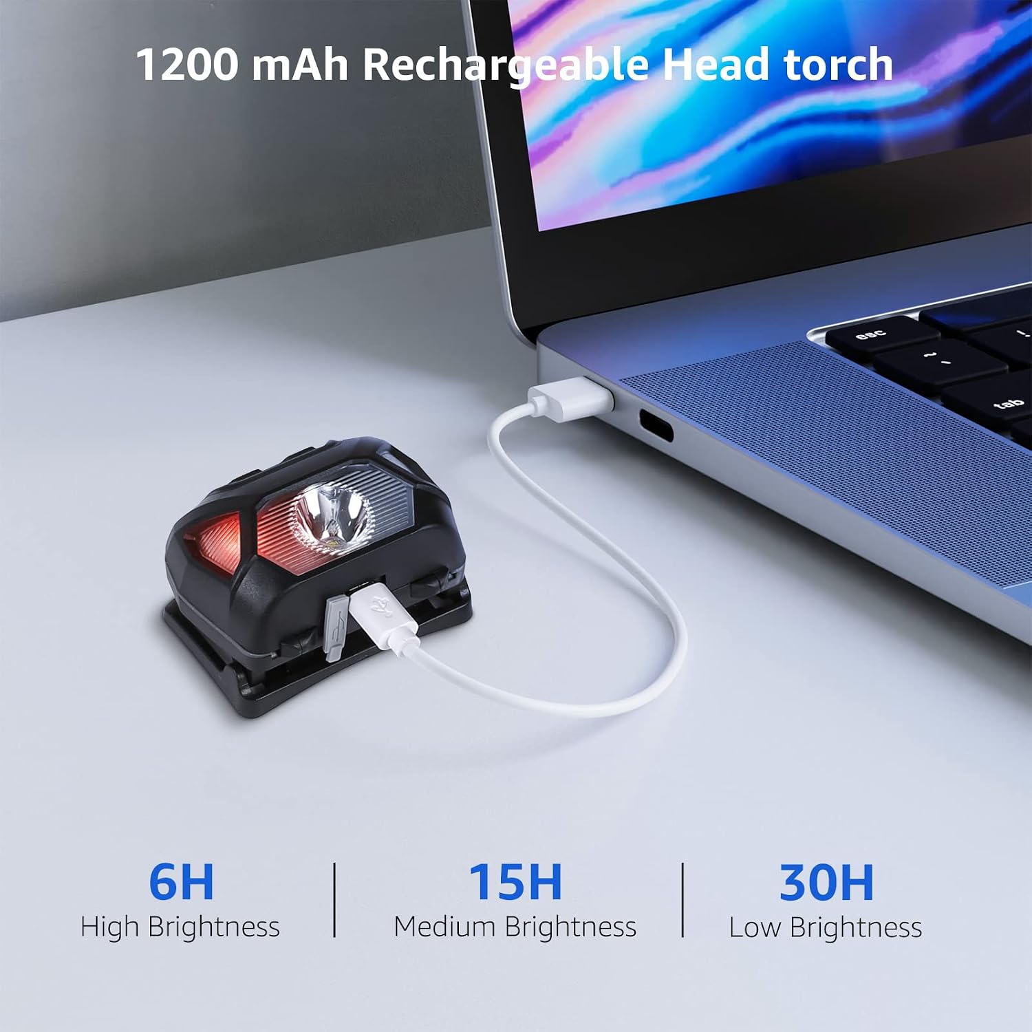 Thumbnail 4 de Lepro Head Torch Rechargeable: 2000L Waterproof LED Headlamp with 6 Lighting Modes