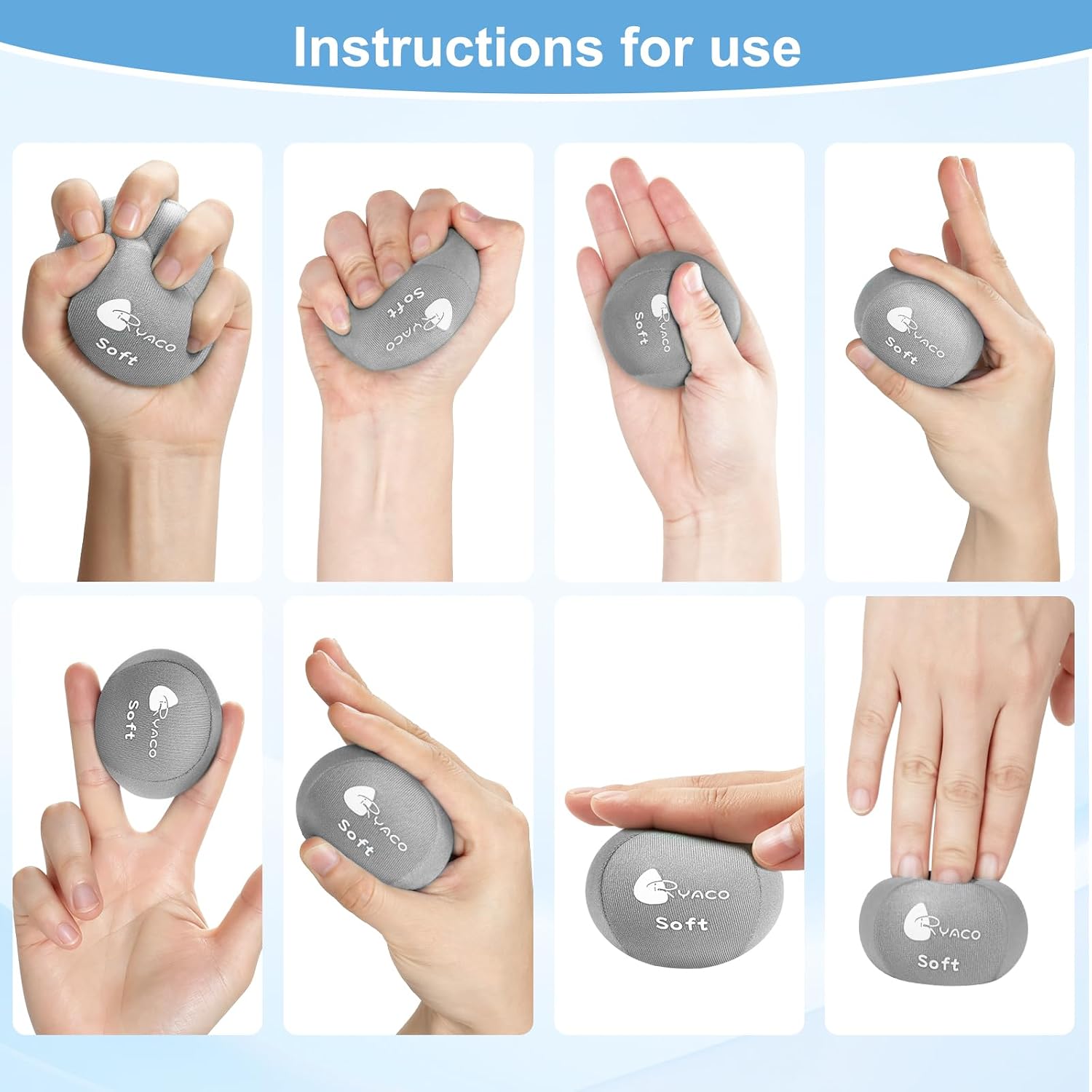 Thumbnail 4 de RYACO 2PCS Hand Exercise Gel Stress Balls Set: Soft & Hard for Grip Strength & Anxiety Relief