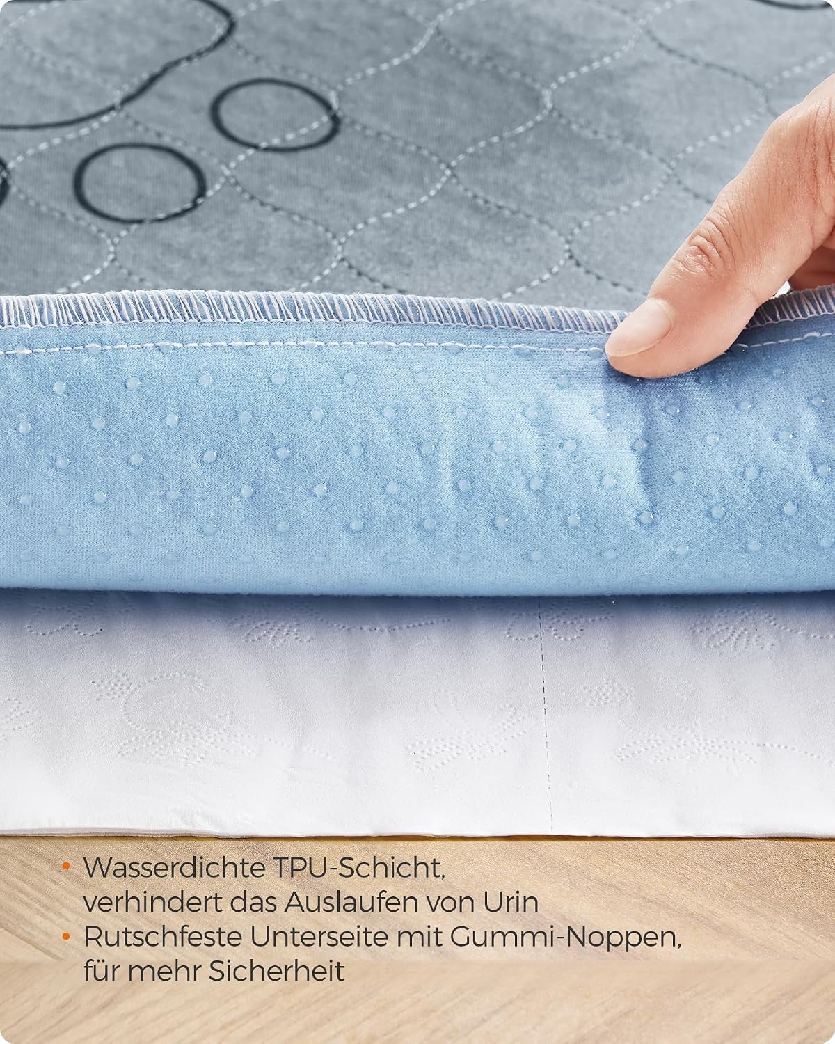 Detalle 2 de Feandrea Welpen-Unterlagen waschbar 61 x 46 cm, 2er-Set (S), grau – auslaufsicher & rutschfest