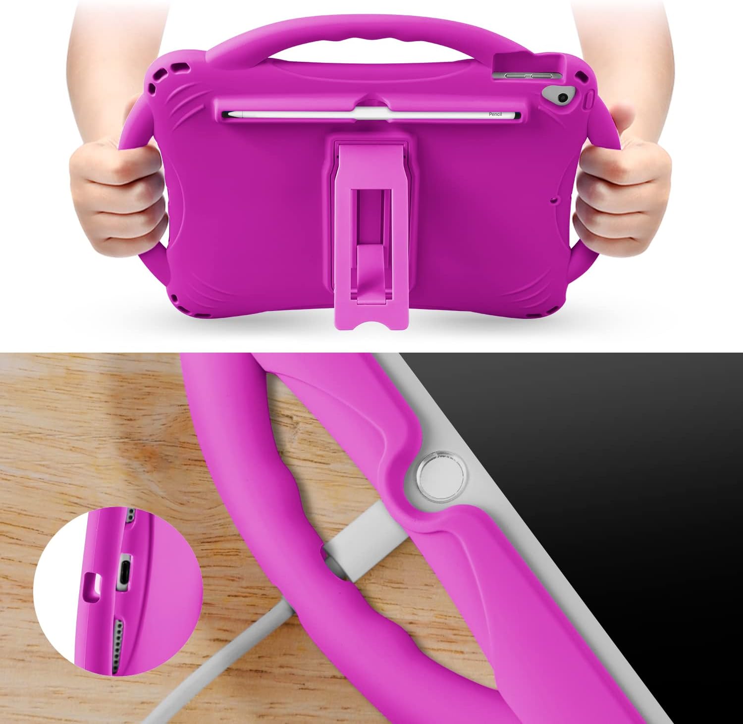 Detalle de TopEsct Kids Case for iPad 9th/8th/7th Gen 10.2" (Purple) with Built-in Handle Stand and Strap