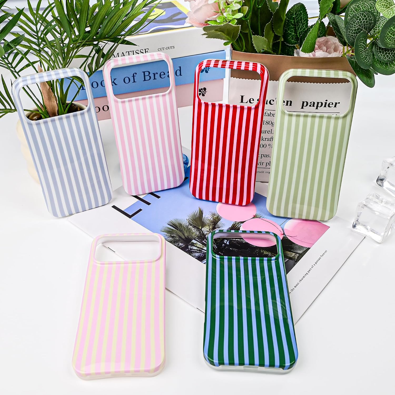 Detalle de SleekCover Cute Striped TPU Case for iPhone 17 Pro Max (6.9") – Pink/Yellow