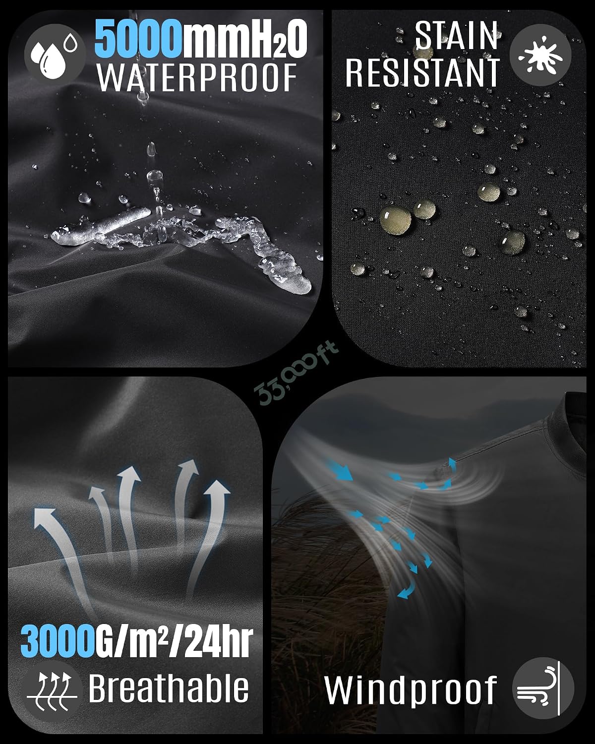 Thumbnail 2 de 33,000ft Bomberjacke Herren – wasserdichte & winddichte Übergangsjacke mit DWR und 4 Taschen