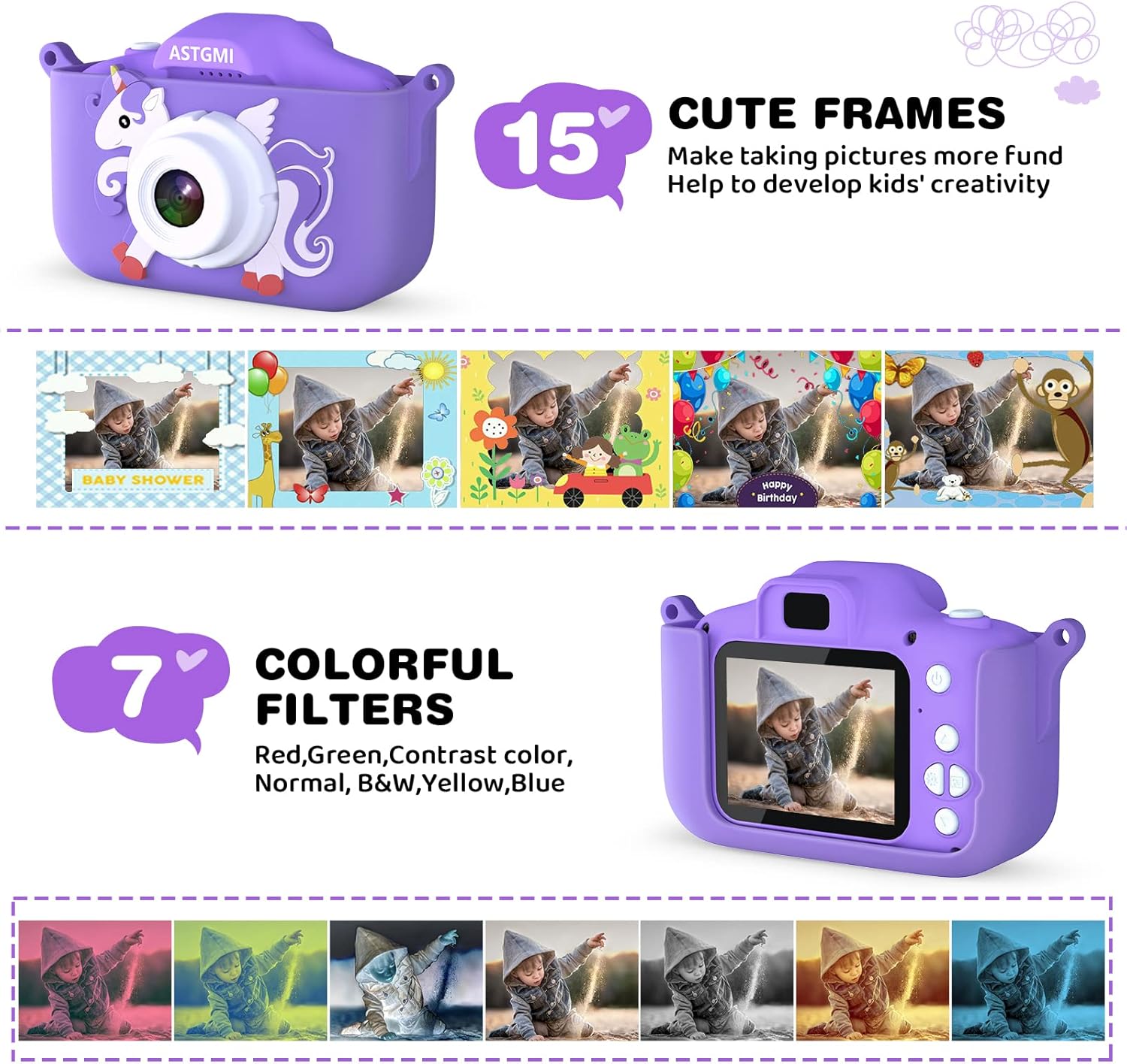 Thumbnail 2 de ASTGMI: Macchina Fotografica per Bambini 12 MP con Scheda da 32 GB – Regalo ideale per 3–10 anni