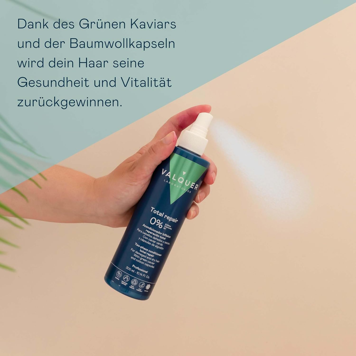 Thumbnail 5 de VALQUER Sprühconditioner Total Repair 2-Phasen ohne Ausspülen (300 ml) – vegan & 0%-Formel