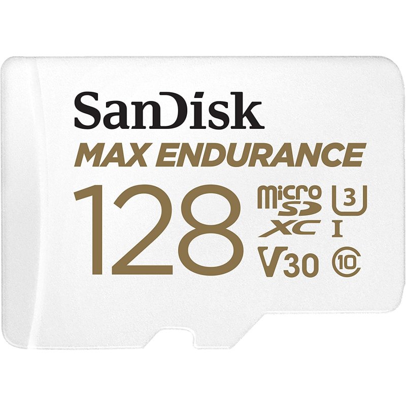 Detalle de Sandisk Max Endurance MicroSDXC 128GB UHS-I Clase 10 + Adaptador SD: fiabilidad para vigilancia y coche