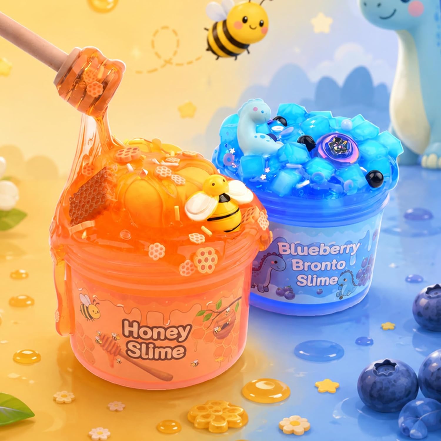 Thumbnail 2 de 2 Pack Honey Slime Kit 14 oz – Bronto Clear Slime Cards, ASMR Slime Making Kit for Kids Aged 4–12