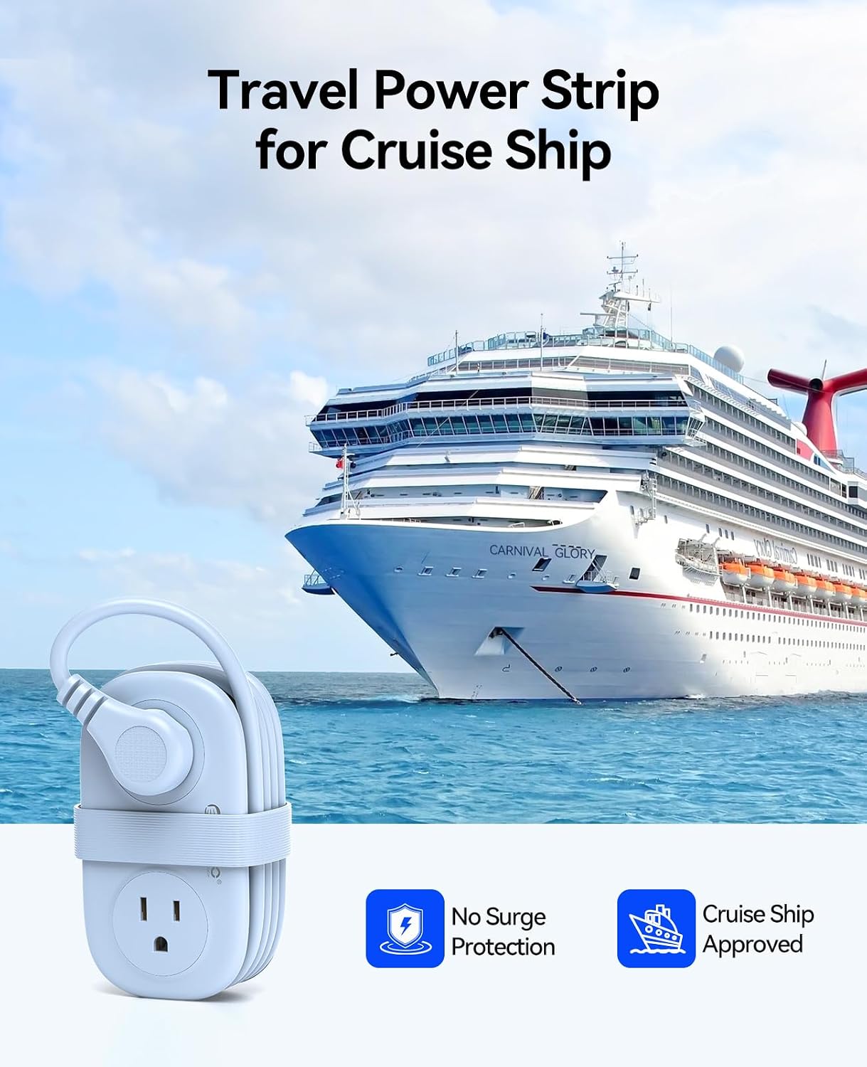Thumbnail 6 de ORICO AP3-4A2U1C-US Travel Power Strip, 4 Outlets, 3 USB Ports, 4-ft Cord