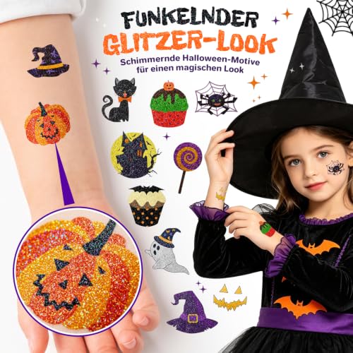 Detalle 2 de Leesgel Glitter Tattoos for Kids Party Bag Fillers, 204 Sheets – Halloween
