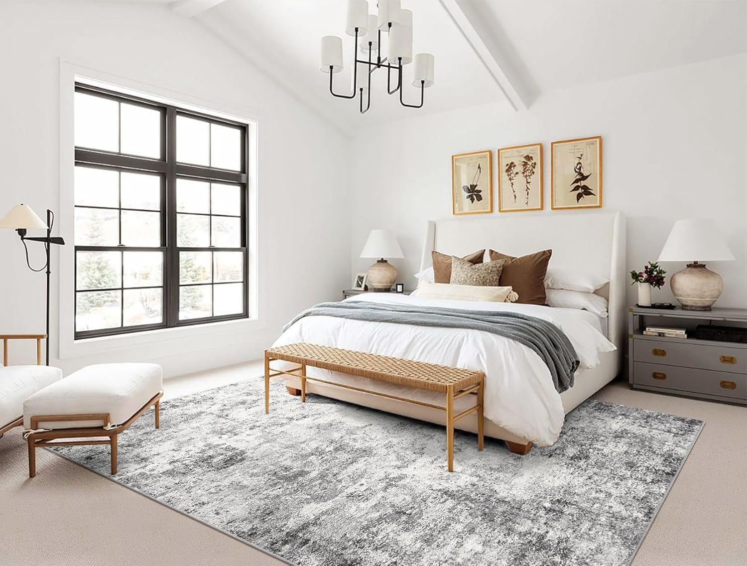 Thumbnail 5 de UERMEI 10x14 Area Rug — Neutral Abstract Washable Large Indoor Rug in Grey