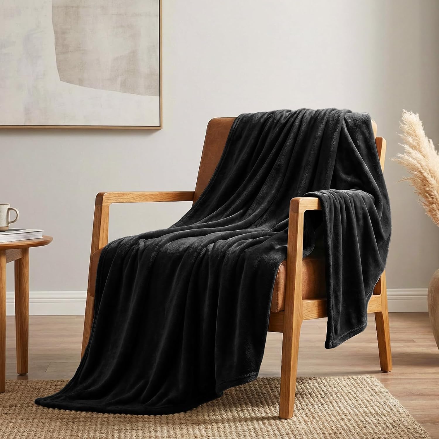 Thumbnail 2 de CozyLux Flauschdecke 150x200 cm (XL) aus Flanell – warme Kuscheldecke für Sofa und Bett, schwarz