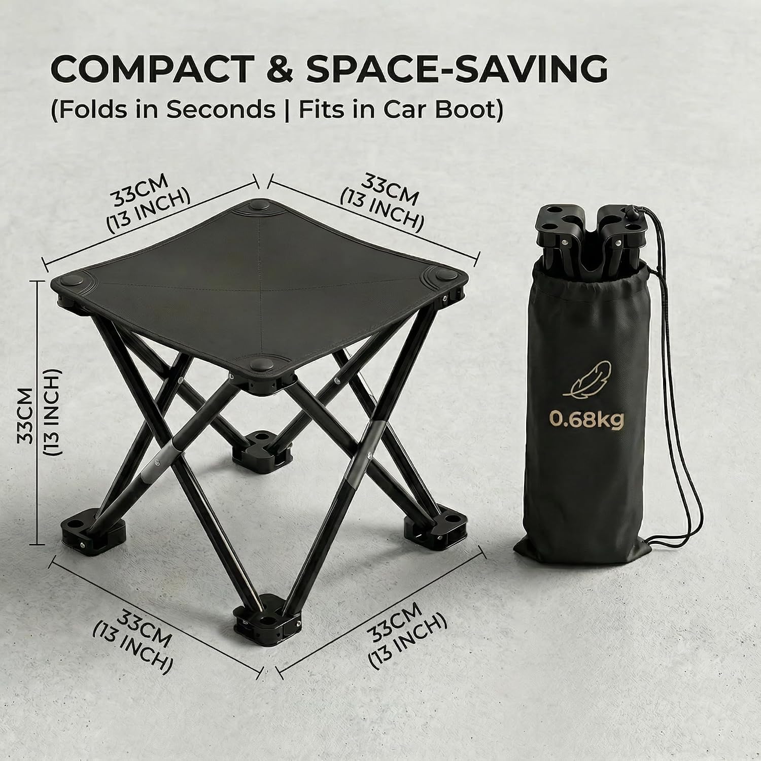 Detalle de HOUSLUX Folding Stool: Compact, Stable Seating for Outdoors and Indoors