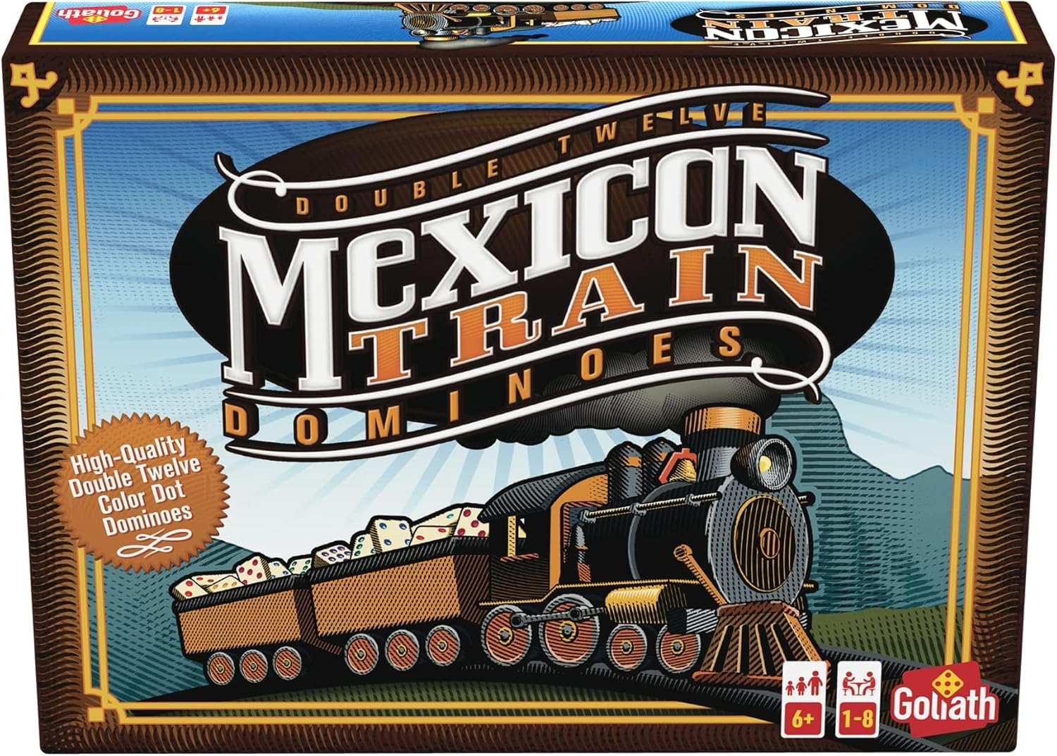 Thumbnail 1 de Goliath Games Mexican Train Dominoes – 91 Dominoes, 8 Train Movers for 1–8 Players