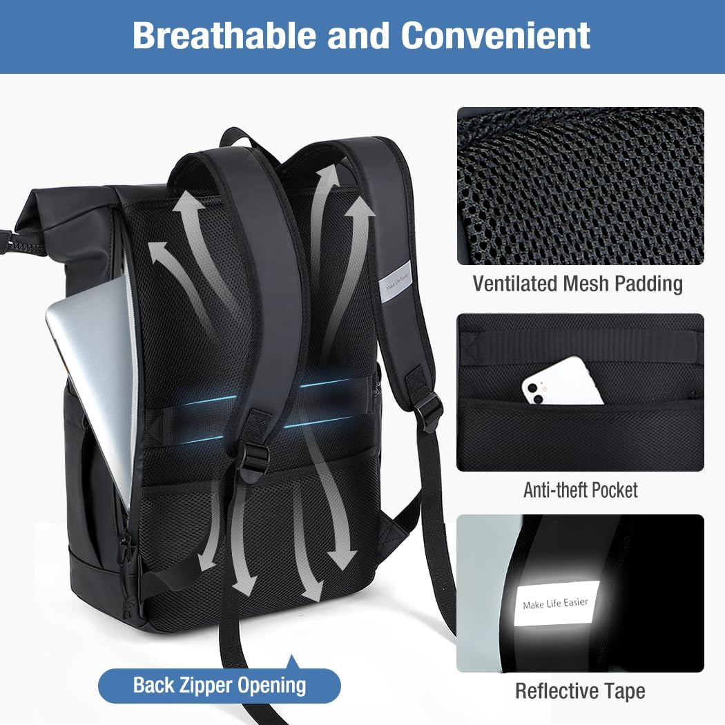 Detalle 1 de Lekeinchi Rolltop Rucksack 17 Zoll Laptop