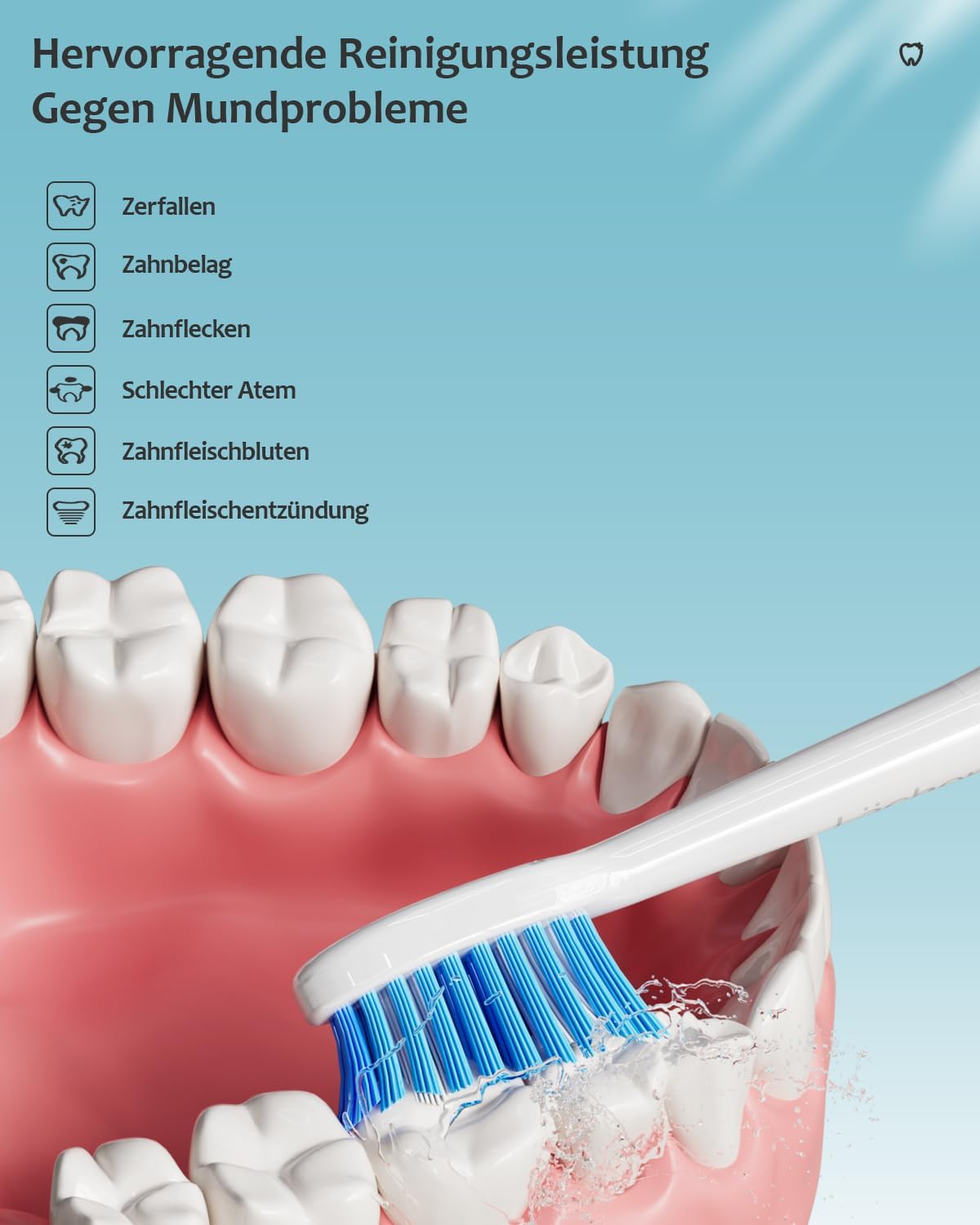 Thumbnail 4 de Lächen Elektrische Zahnbürste 5 Modi Cyan