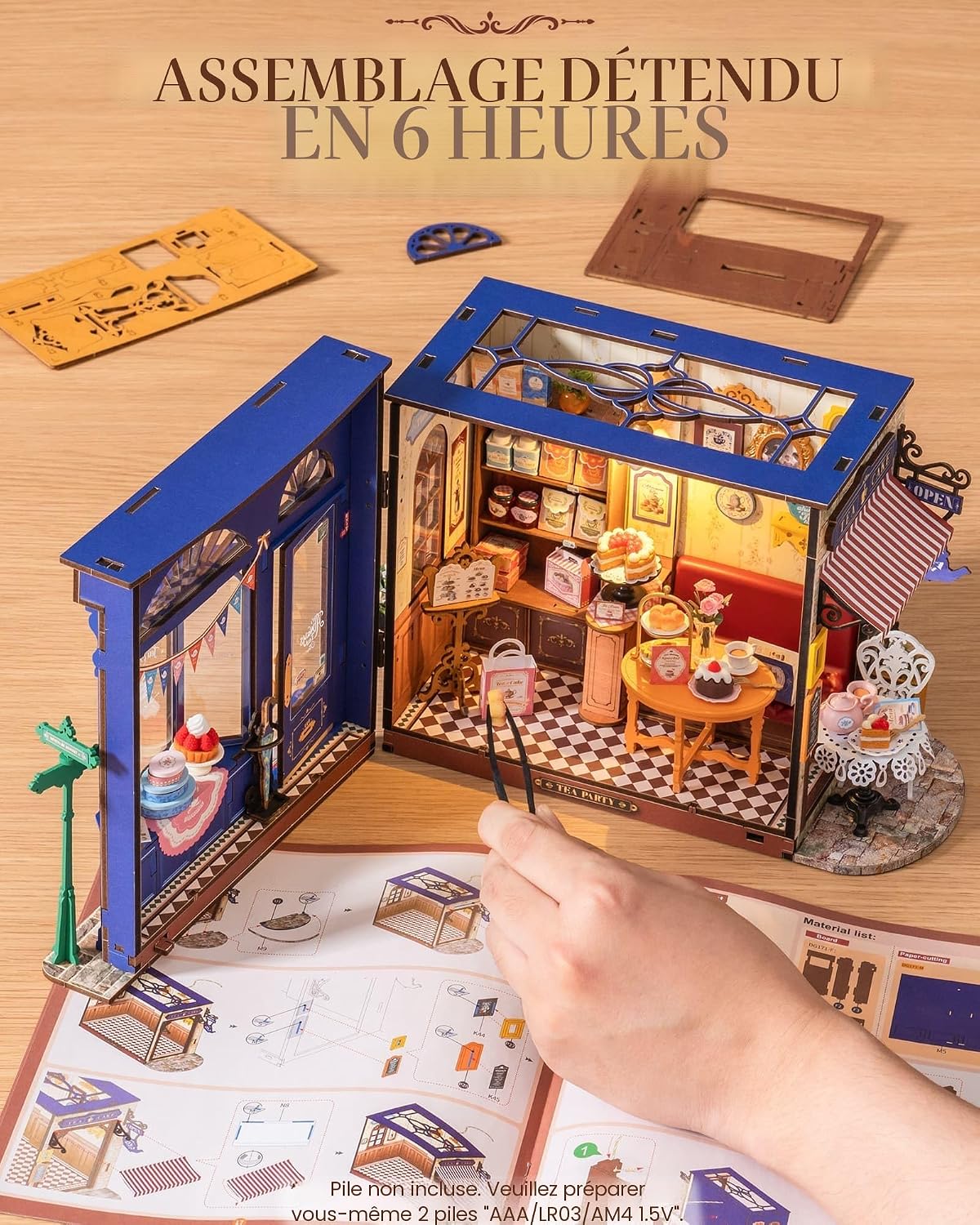 Detalle de Rolife Maison de poupée DIY – Salle de thé Kit lumineux
