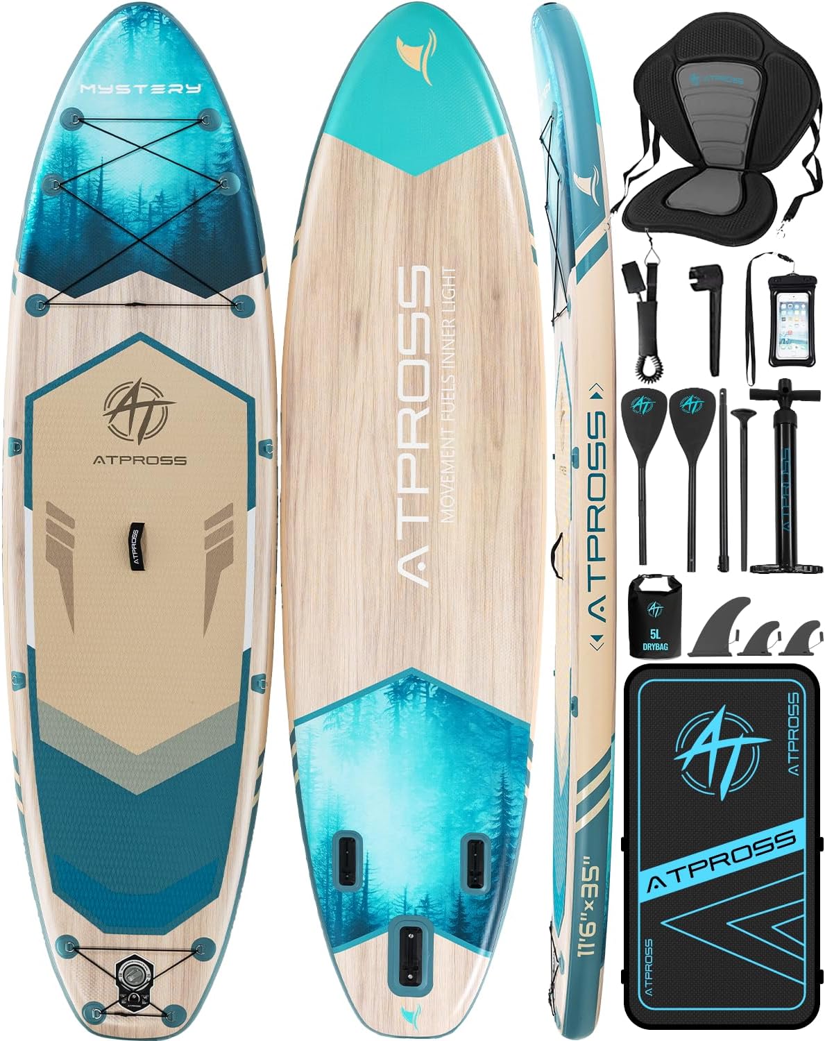 Detalle de ATPROSS 11'6" Inflatable Paddle Board with 450 lbs Capacity and All-In-One Accessories Kit