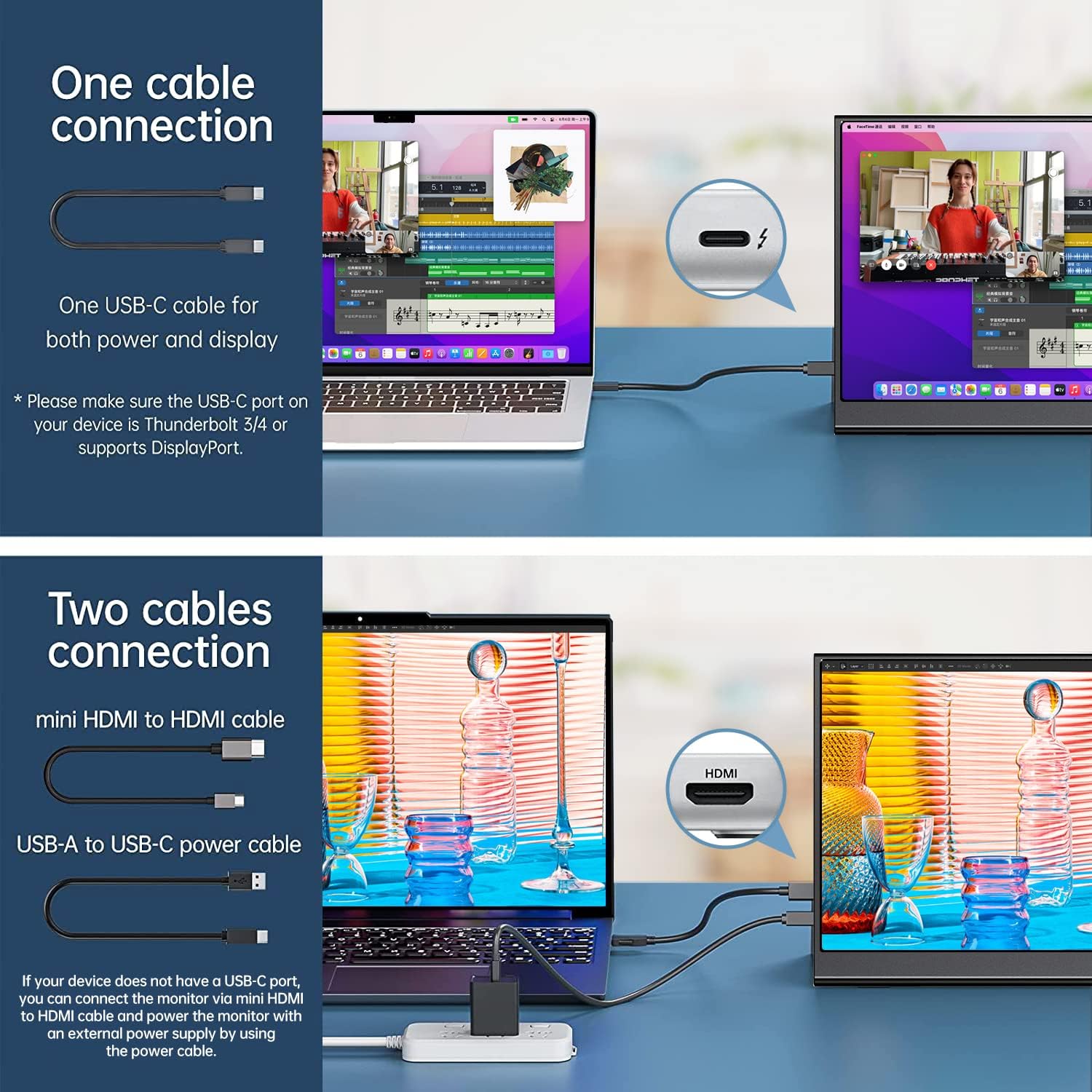 Thumbnail 1 de ForHelp 15.6" portable monitor 1080P USB-C HDMI