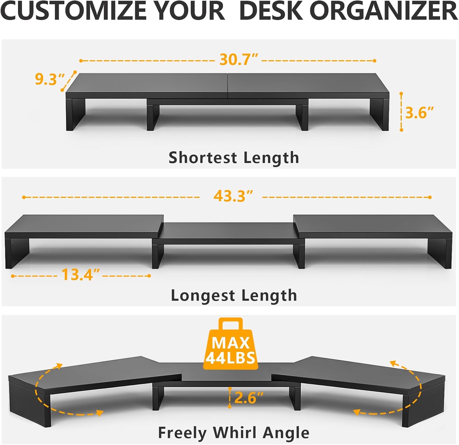 Thumbnail 4 de TAVR Dual Monitor Stand Riser for 2 Monitors 43.3" 🖥