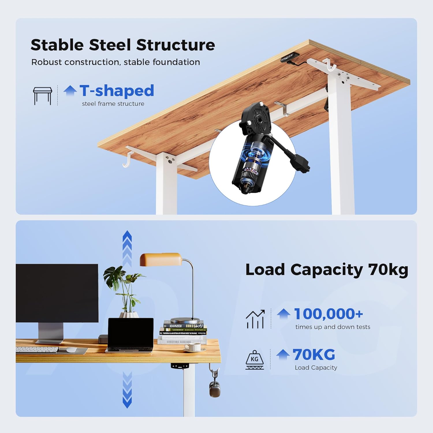 Detalle 2 de Agilestic Electric Standing Desk 140 x 60 cm: Height Adjustable Sit-Stand Desk for Home Office