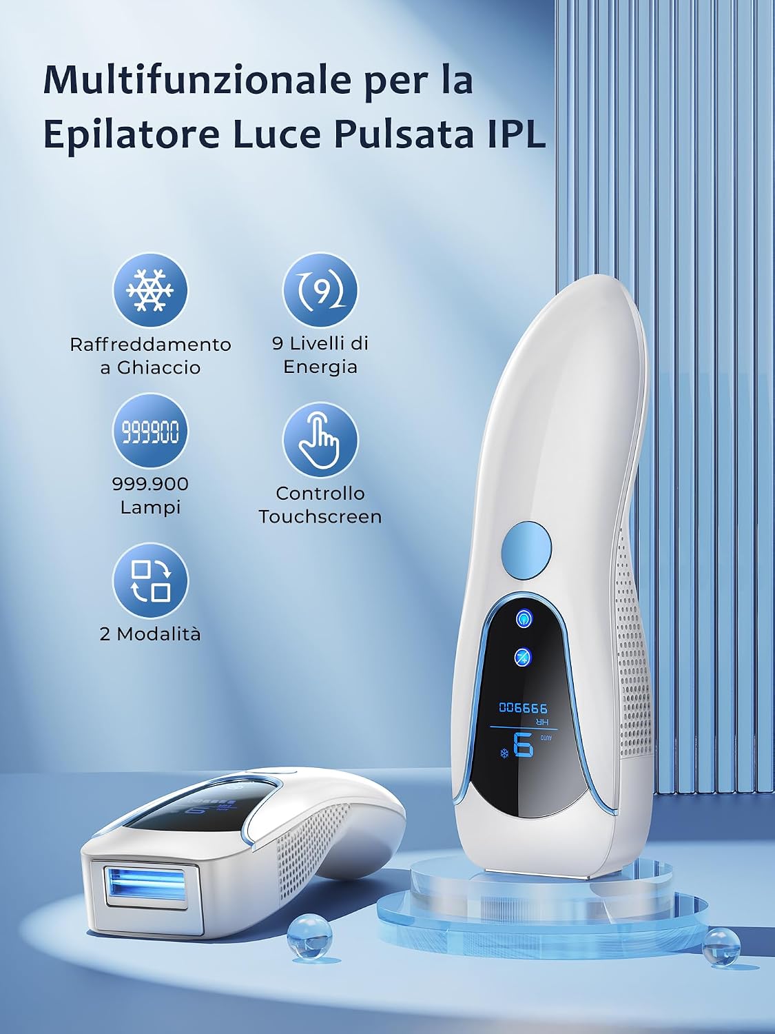 Thumbnail 1 de Epilatore Luce Pulsata con Funzione Ghiaccio 19,35J – comfort, efficacia e uso domestico