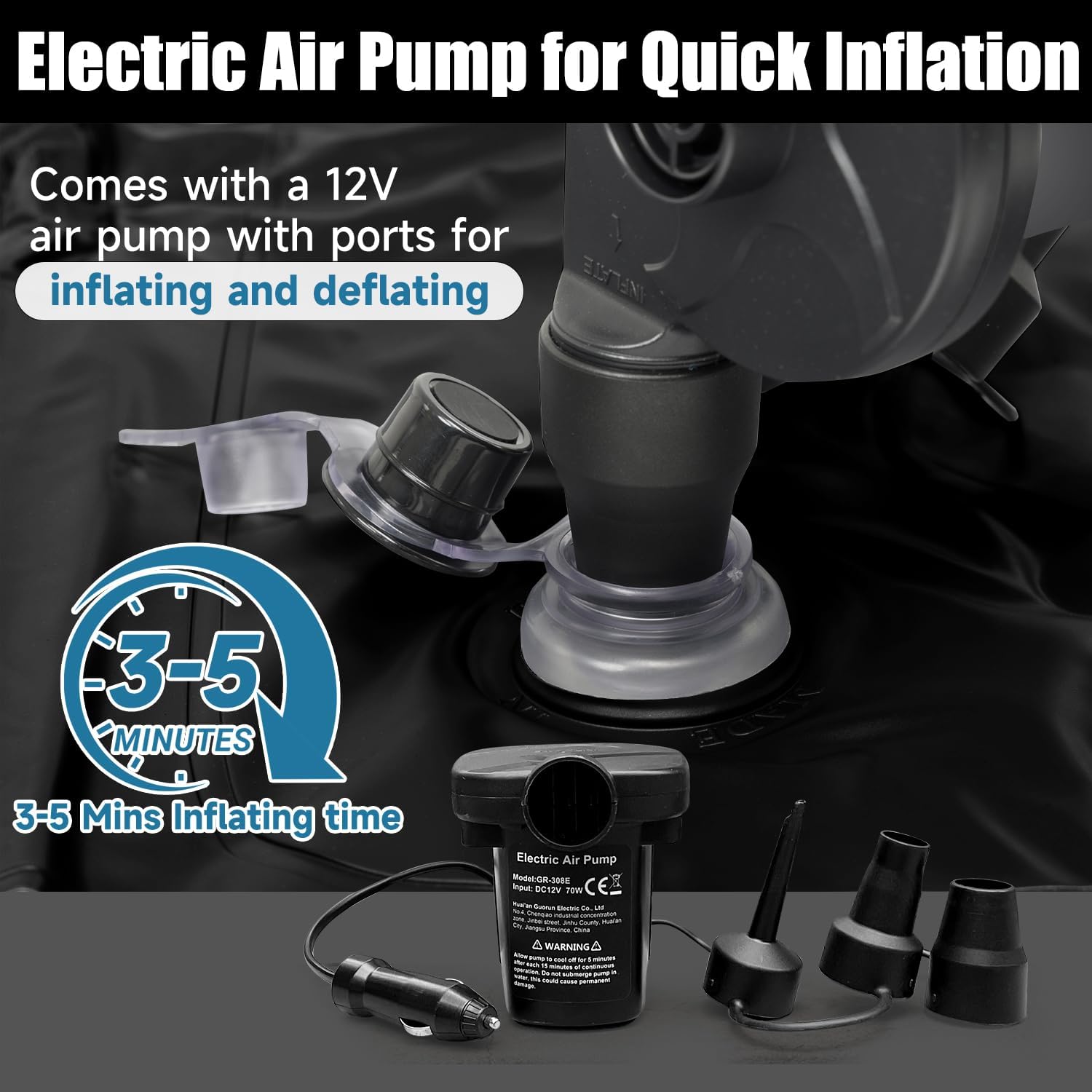 Detalle de DikaSun 85b7fc50-c4cf-42de-a742-e892d822d8d6 Inflatable SUV Air Mattress with 12V Pump