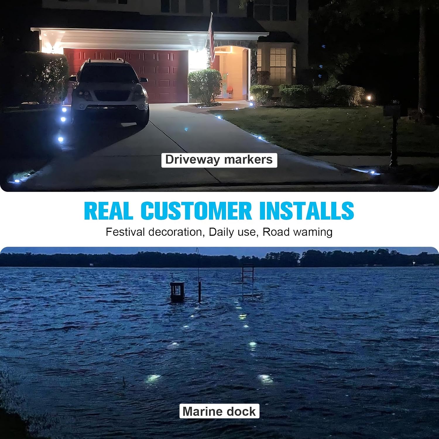 Detalle 2 de VOLISUN VLSOL6720US Solar Deck Lights, 12-Pack IP67 LED Path Lights, White