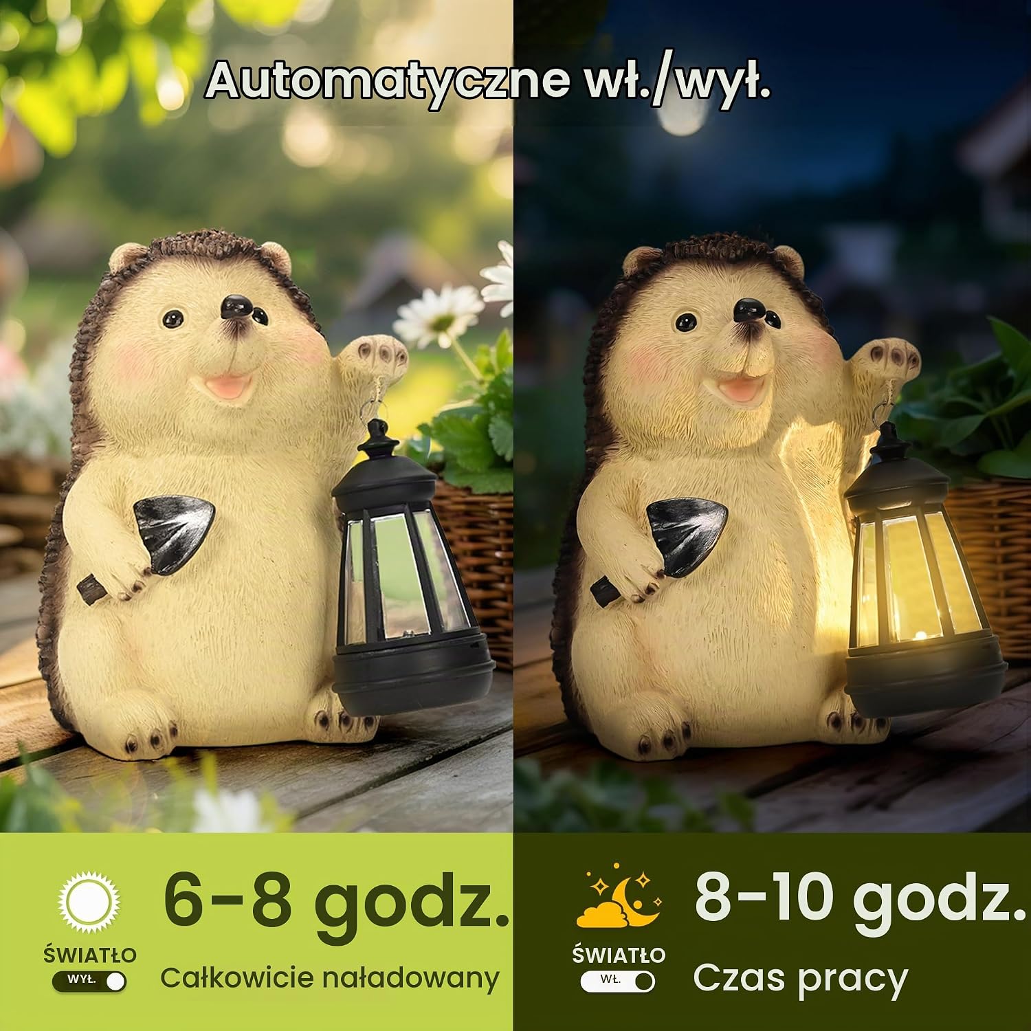 Detalle 2 de GIGALUMI EU10479 – solarna figurka jeża z latarnią LED z żywicy