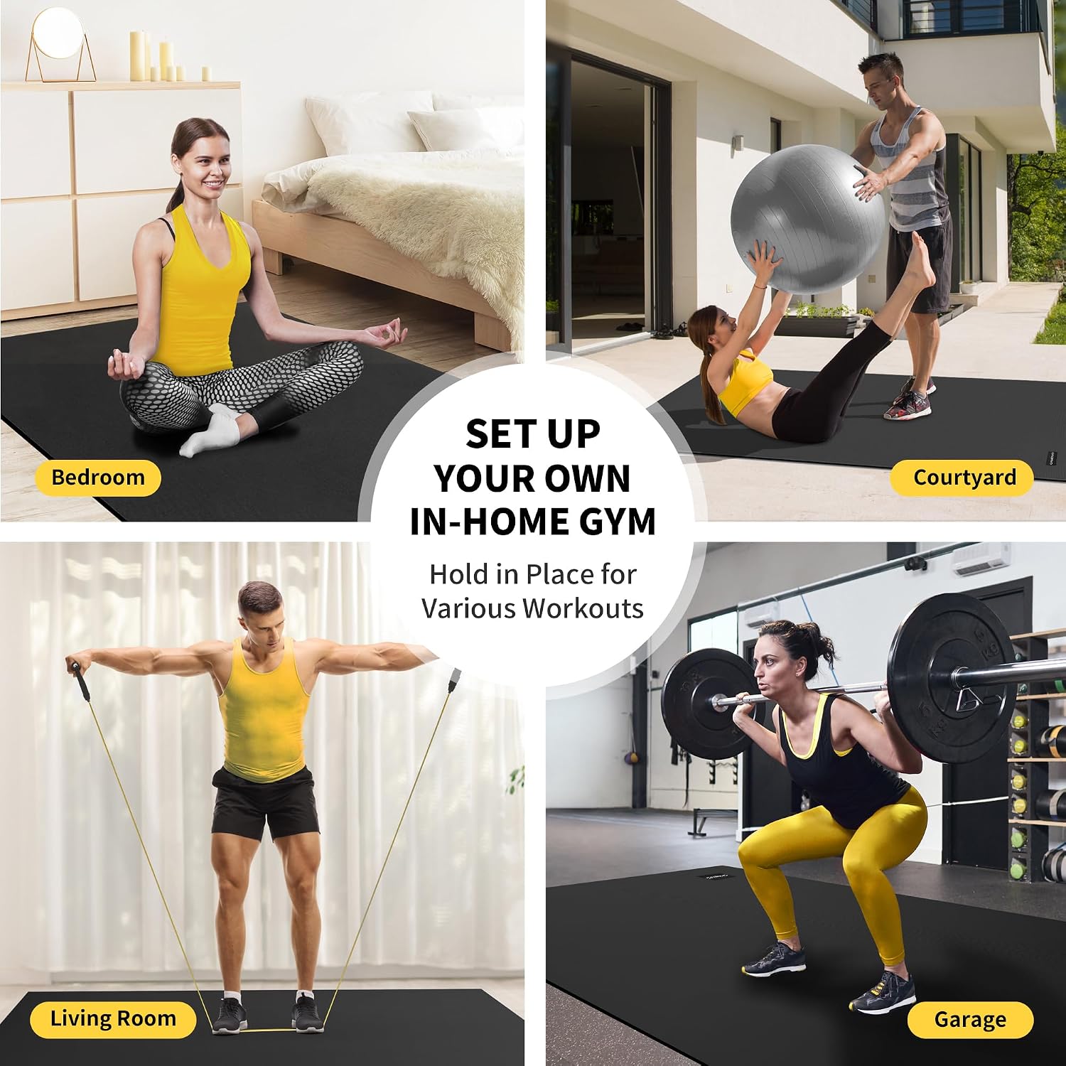 Detalle de CAMBIVO 6x4 ft Large Exercise Mat, 7 mm Non-Slip PVC, Shoe-Friendly