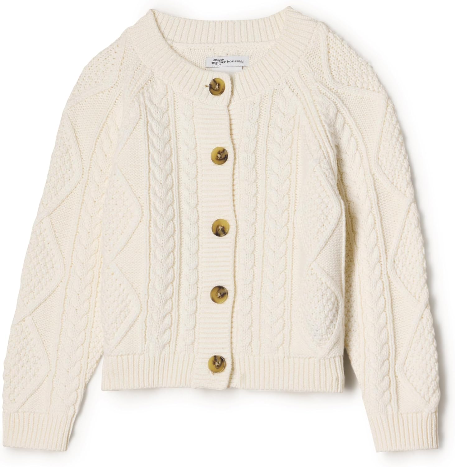 Detalle de Amazon Essentials x Sofia Grainge Unisex Toddlers and Babies' Cable Knit Fisherman Cardigan Sweater