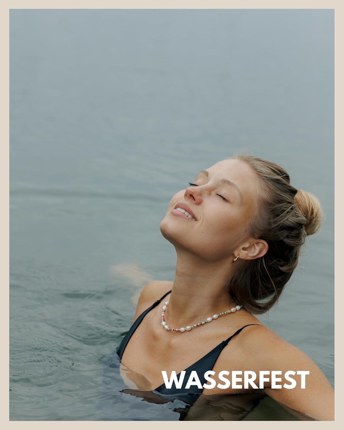 Detalle 2 de GD GOOD.designs Perlenkette für Damen mit bunten Perlen, wasserfest, ohne Anhänger – Halskette 45 cm
