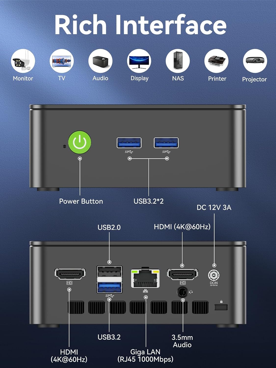 Thumbnail 3 de GMKtec Mini PC N95 (G3 S) with Beats 3150U: Compact Power for Office, Home, and Pro Use