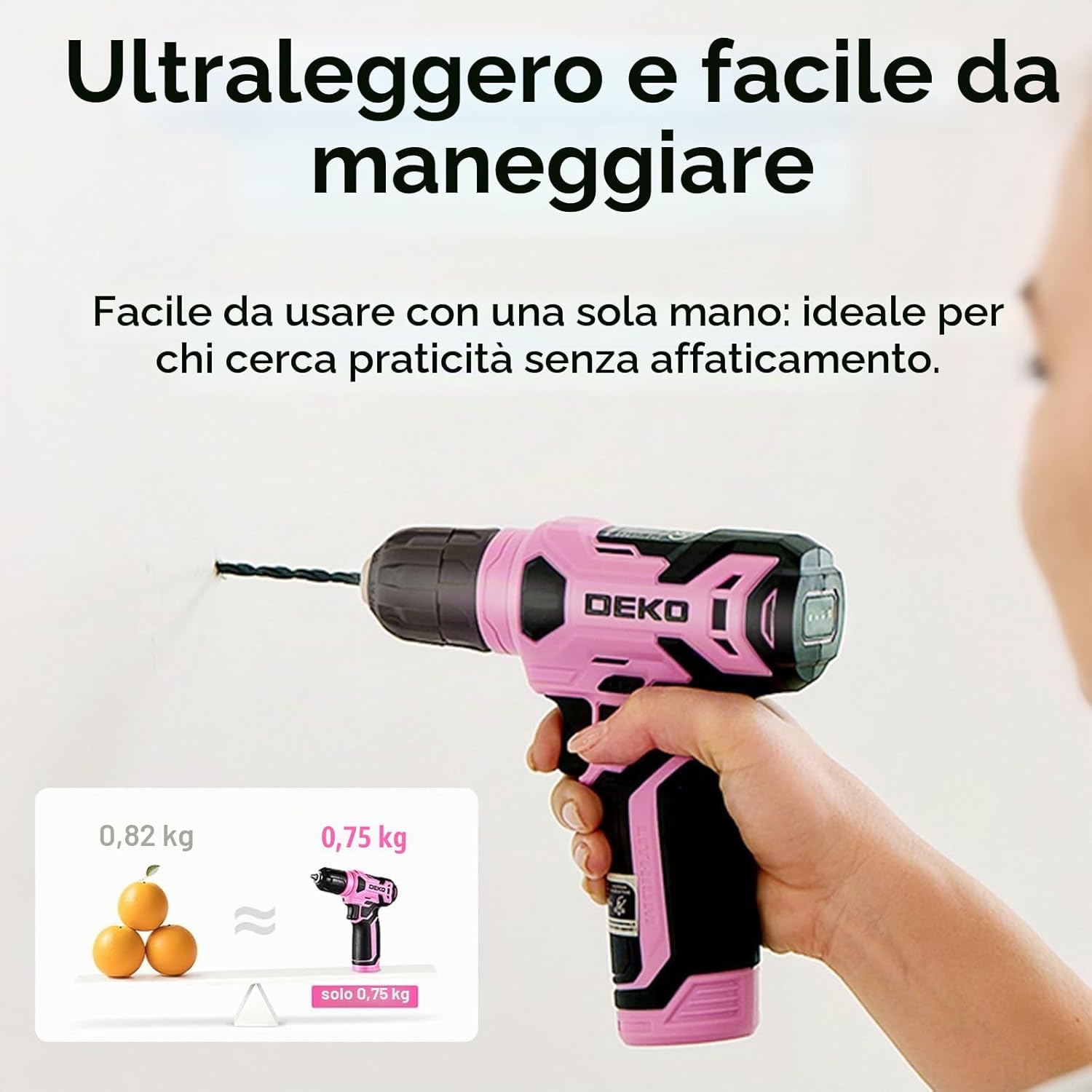 Thumbnail 5 de DEKO Cassetta Attrezzi Completa Rosa con Trapano Avvitatore 8V, 126 Pezzi