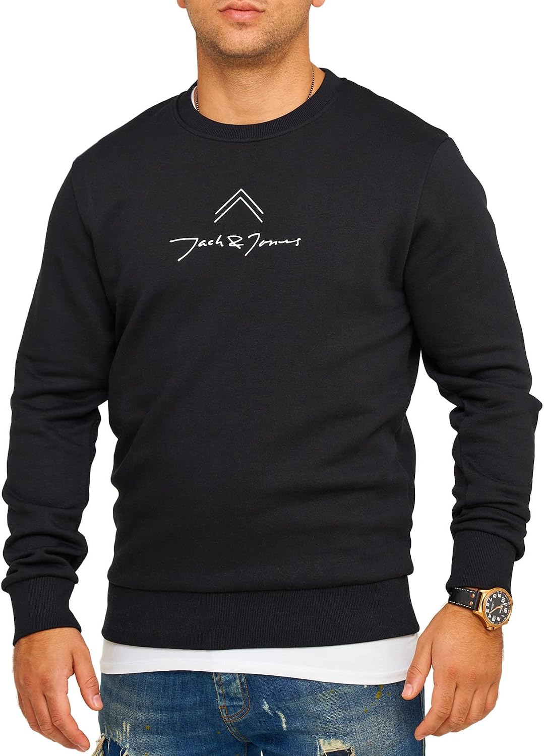 Detalle de JACK & JONES Infinity Herren Sweatshirt Austin Pullover – zeitloses Sweatshirt mit Logo