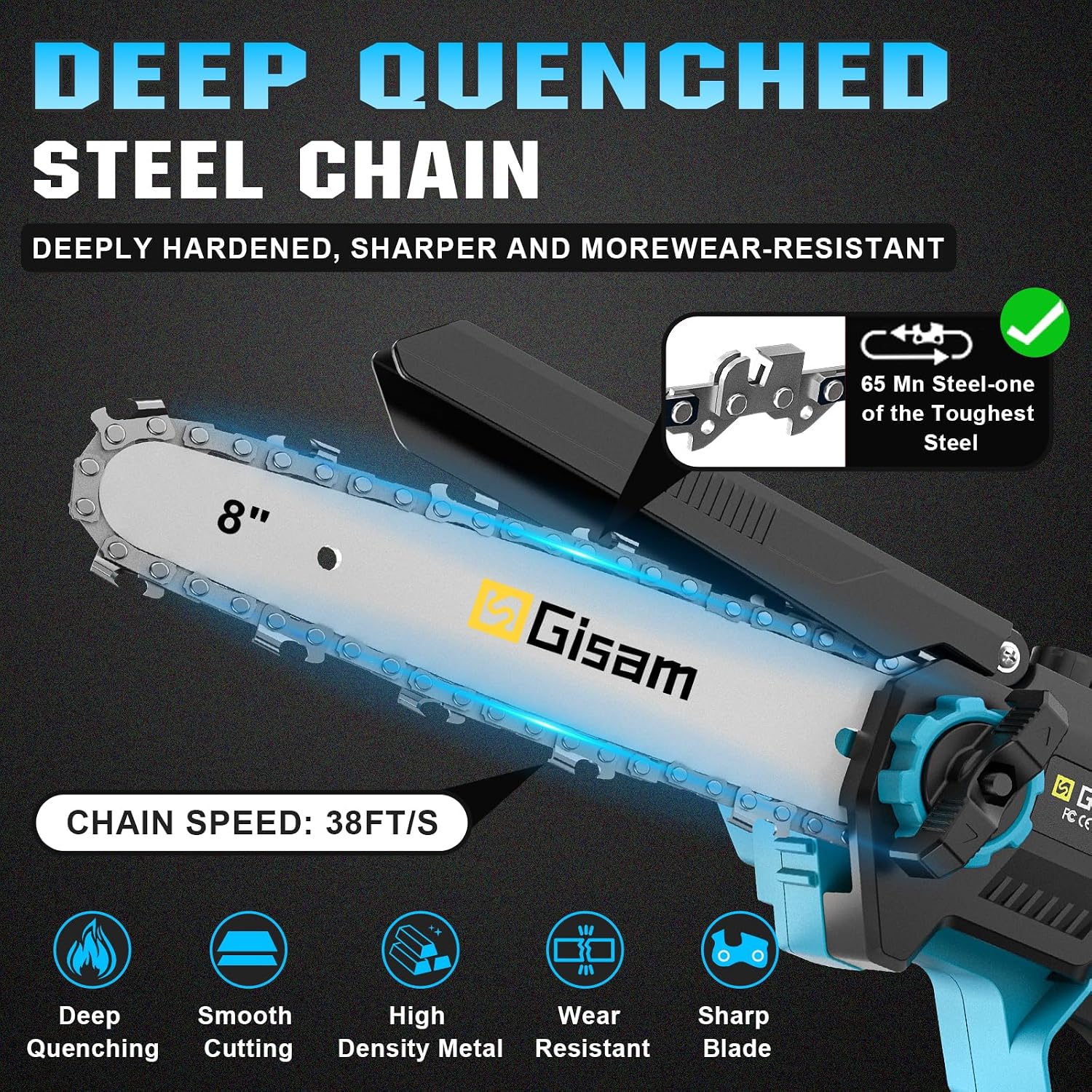 Detalle de 2 in 1 Cordless Pole Saw for Makita 18v: 8 Inch Brushless Chainsaw & Telescopic Pruner