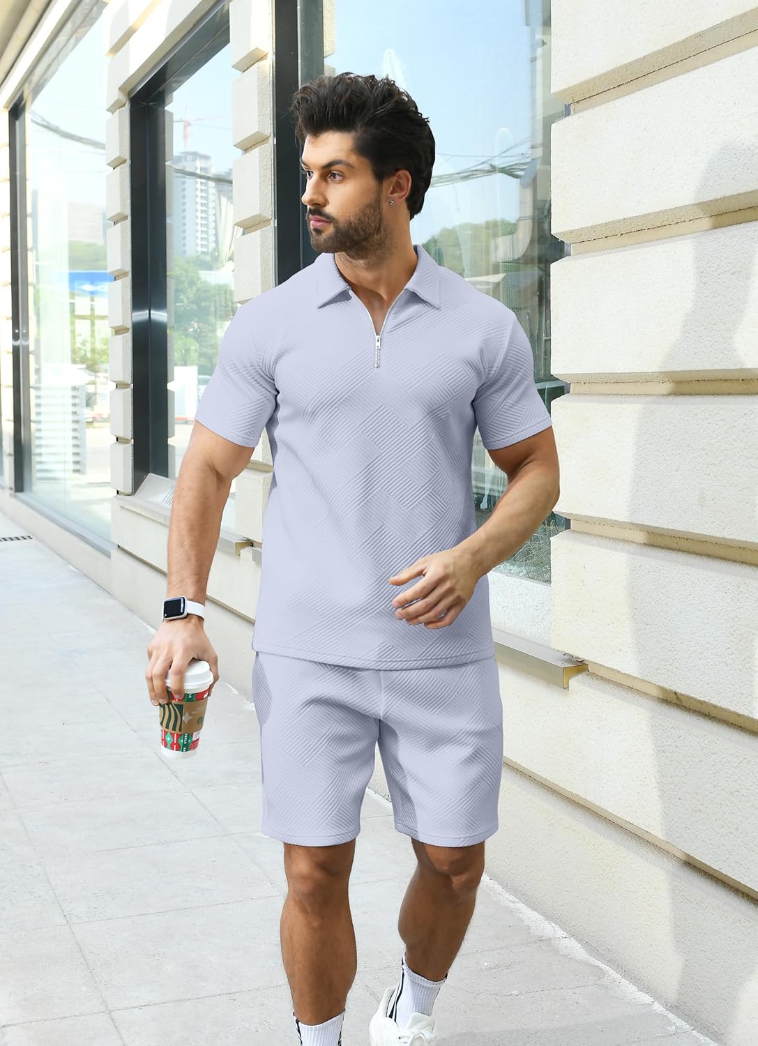 Thumbnail 4 de KUYIGO Herren Poloshirt & Shorts 2-Teiliges Set – Sommer Trainingsanzug