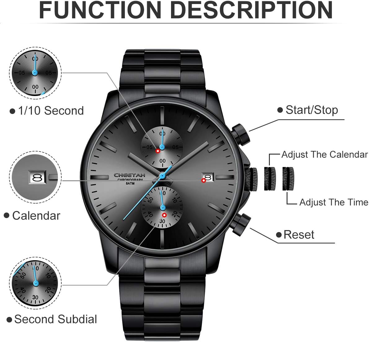 Thumbnail 3 de Herrenuhren Chronograph Edelstahl 3ATM
