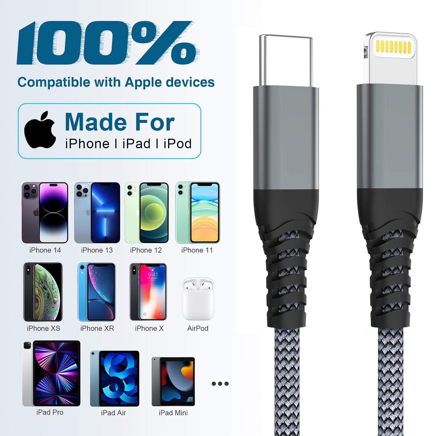 Thumbnail 6 de Ofuca USB-C to Lightning Cable (2-pack, 1.8m) – MFi certified Power Delivery charging and sync