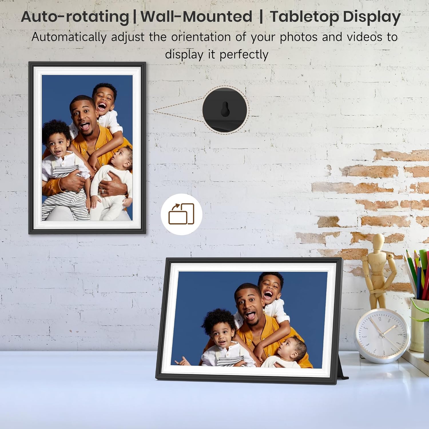 Thumbnail 6 de BIGASUO Frameo WiFi Digital Photo Frame 10.1 Inch (Black/White) with Touch Screen, 32GB & Auto Rotate